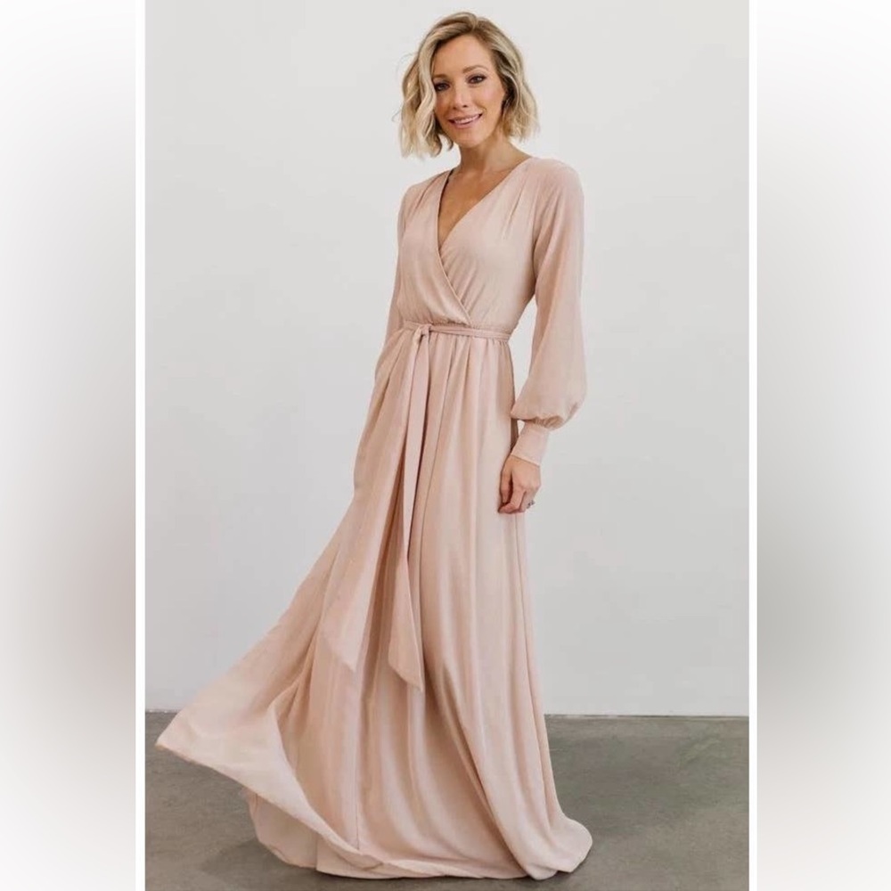 Baltic Born Lydia Natural Nude Long Sleeve Maxi Dress Size S